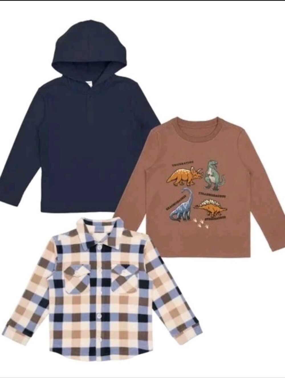 Boys' 3 Piece Top Set - Pekkle - Brown & Blue - 4T
